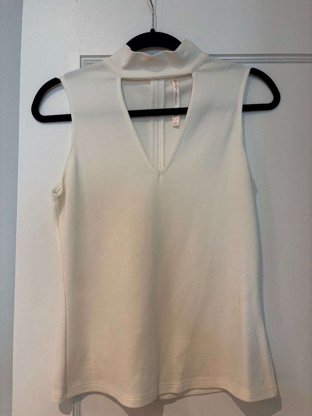 Karen Millen Ivory Sleeveless Choker Neck Top – Size 8